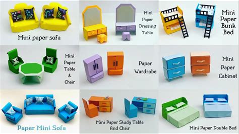 9 Easy Mini Paper Furniture Craft Ideas Paper Craft Doll House Craft