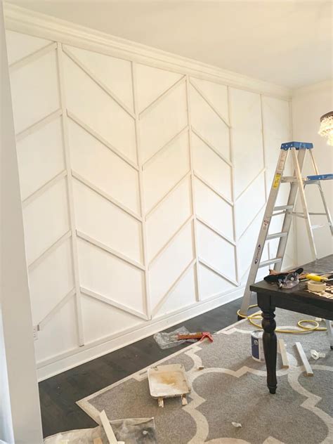 Elegant Dining Room How To Add A Chevron Board And Batten Wall