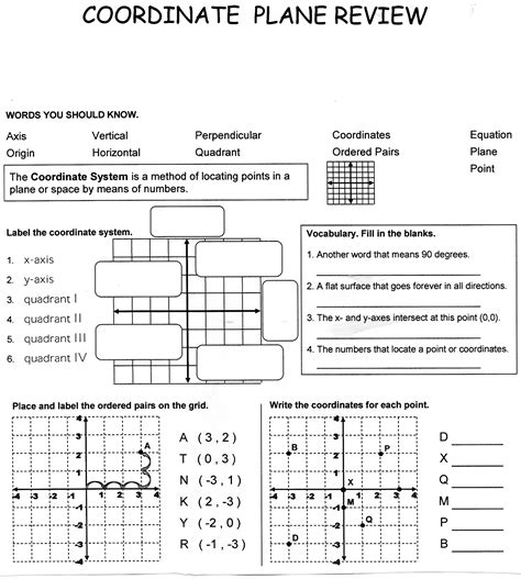 Math Coordinate Plane Worksheet