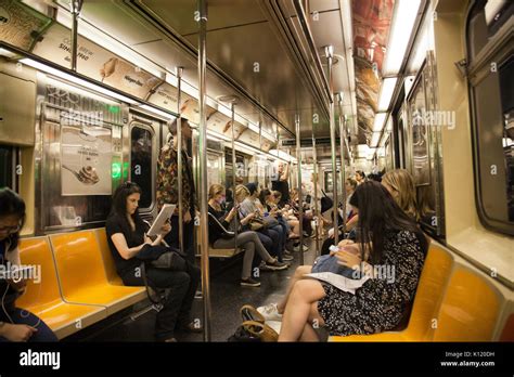 Inside New York Subway Train Carriage In New York Usa Stock Photo Alamy