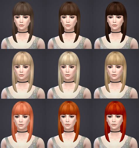 Salem2342 Mid Straight Bangs Hairstyle Sims 4 Hairs