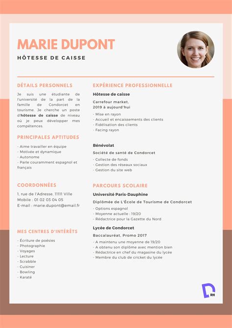 CV Hôtesse De Caisse à Télécharger Format Word PDF