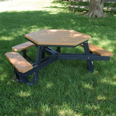 Frog Furnishings Hexagon Recycled Plastic Ada Commercial Grade Picnic Table Picnic Table