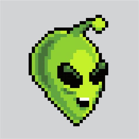 Pixel Art Illustration Ufo Alien Icon Pixelated Alien Green Alien