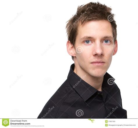 Close Up Portrait Of A Serious Young Man Stock Photo Image Of