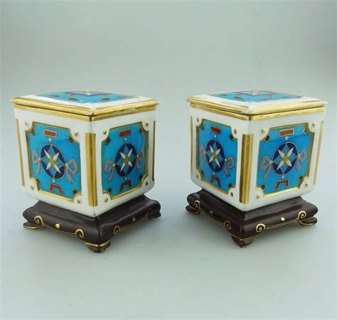 antique antique minton art porcelain an extremely rare pair of miniature boxes by christopher