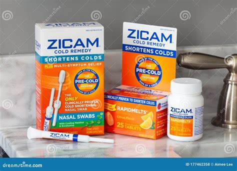 Retail Box Of Zicam Zinc Lozenges Cold Remedy Shown On Bathroom