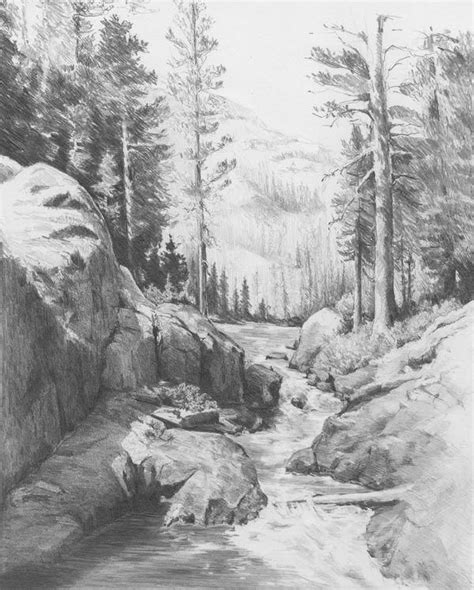 Landscape Drawings In Pencil Strong Pencil Strokes And And Negative