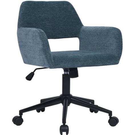 Furniturer Ross Swivel Velvet Upholstered And Metal Task Chair In Teal