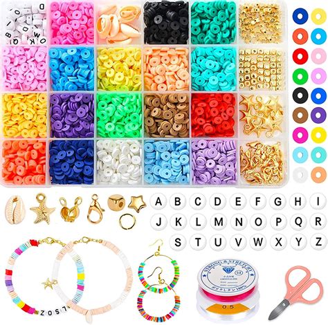 Polymer Clay Beads Bracelets Making Kit With 4728pcs Heishi Beads 6mm 18 Color