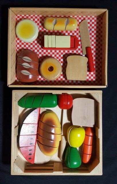 Melissa And Doug Wooden Mix And Match Pretend Play Cutting Bread Set
