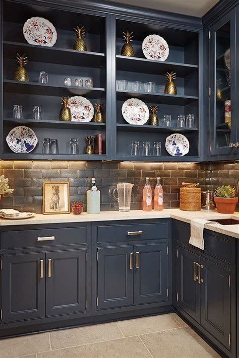 These blue gray kitchen cabinets do not take up too much space. Kitchen Cabinet Paint Color with Gorgeous Blue - For ...
