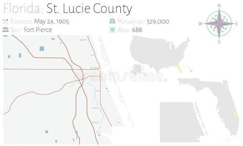 Map Of St Lucie County In Florida Stock Vector Illustration Of Road