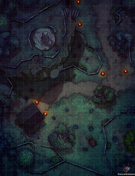 Overlook Graveyard Battle Map 23x30 Rroll20