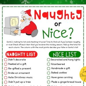 Naughty Or Nice Christmas Game Christmas Party Game Etsy