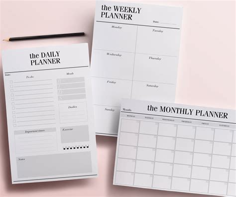 Printable Planner Pages Daily Weekly And Monthly Planners