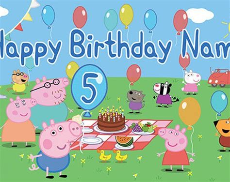 Custom Peppa Pig Birthday Party Printables Banner Cupcake Etsy In