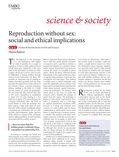 Pdf Reproduction Without Sex Social And Ethical Implications