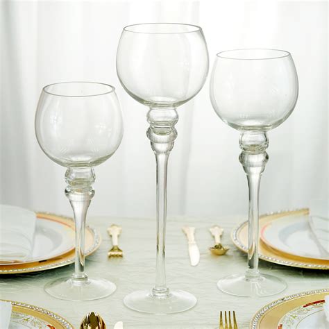 Efavormart 16 14 12 Set Of 3 Clear Candle Holders Long Hurricane