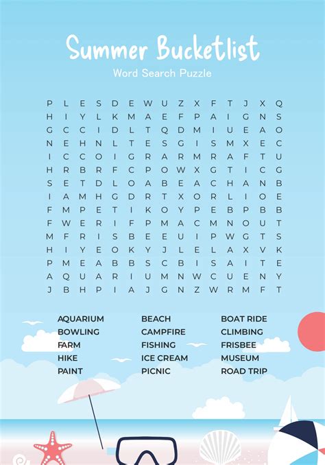 5 Best Printable Summer Word Searches For 2nd Graders Pdf For Free At
