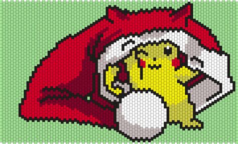 Christmas Pikachu From Pokemon Bead Pattern Peyote Bead Patterns