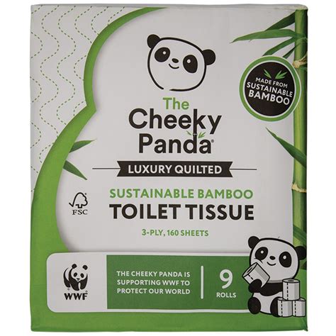 The Cheeky Panda Luxury Quilted Bamboo Toilet Tissue 9 Rolls The