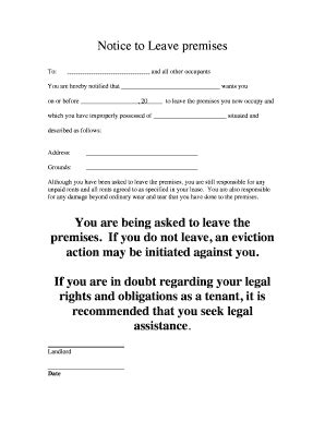 Printable Blank Ohio Eviction Or Leavepremises Notice Fill And Sign