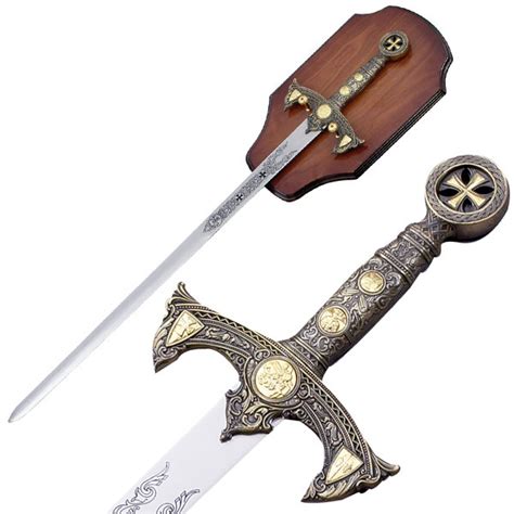Knights Templar Sword With Wall Plaque C 94