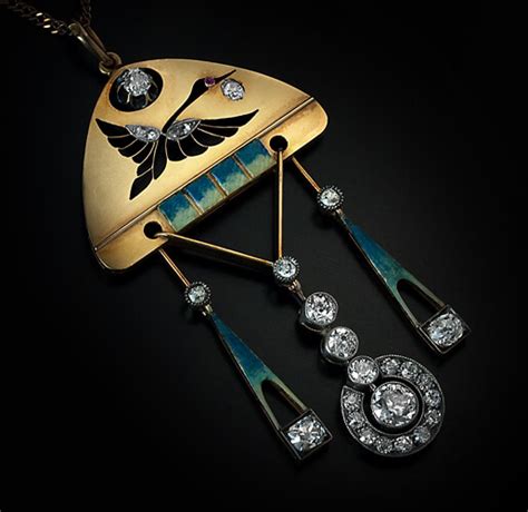 Faberge Diamond Enamel Gold Pendant Early 1900s Antique Jewelry