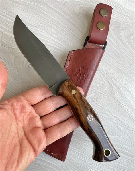 Hunting Knife 1075 Carbon Steel And Walnut Wood Handle Etsy