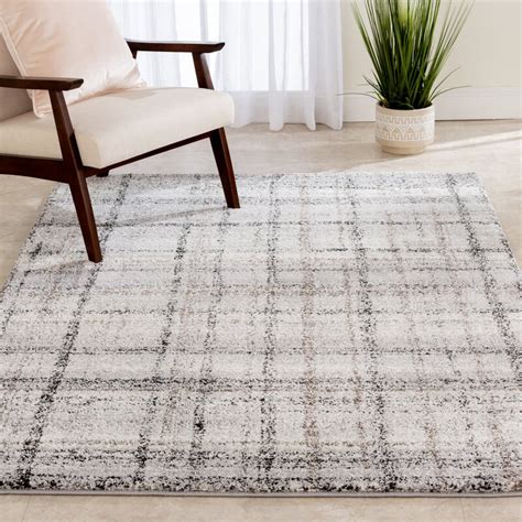 Coastal Farmhouse Oberle Plaid Gray Area Rug And Reviews Wayfairca