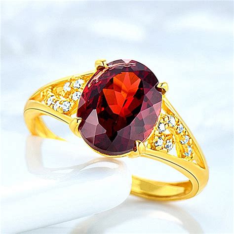 Luxury Red Crystal Ruby Gemstones Zircon Diamonds Rings For Women Gold