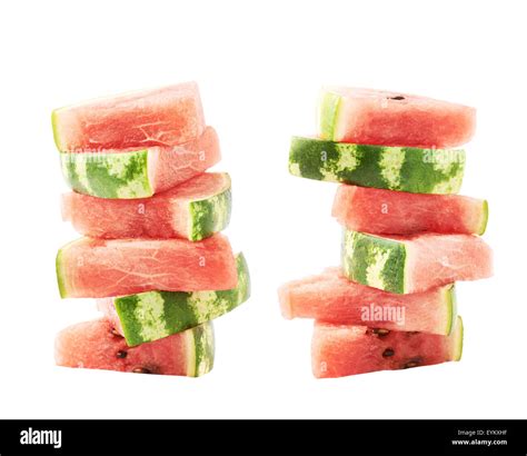 Pile Of Watermelon Pieces Isolated Stock Photo Alamy