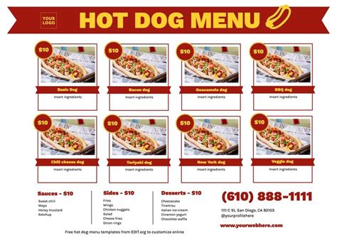 Hot Dog Menu Template