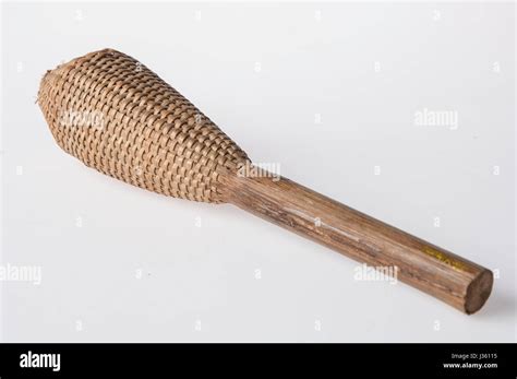 African Handmade Instrument Rattle Isolated On White Background Stock