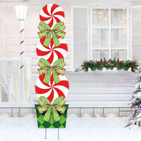 Candy Christmas Decorations Outdoor - 44In Peppermint Xmas Yard Stakes