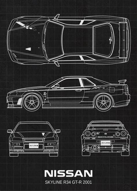 Nissan Skyline R34 GTR 20 Gloss Poster 17 X 24 Inches Etsy UK R35