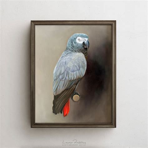African Grey Parrot Fine Art Bird Parrot Oil Painting Etsy