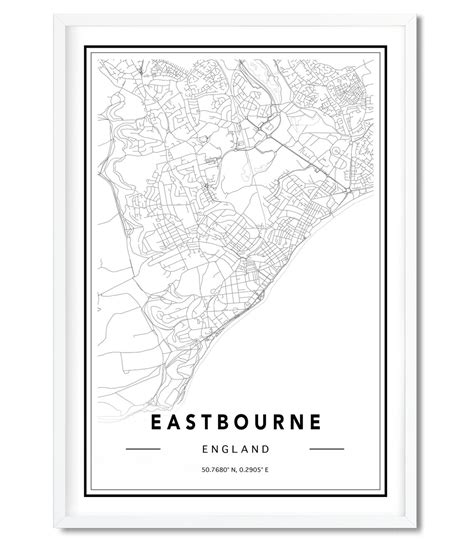 Eastbourne Map Print Custom City Map Map Of Eastbourne Etsy