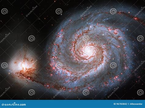 Whirlpool Galaxy Spiral Galaxy M51 Or Ngc 5194 Stock Photo Image Of