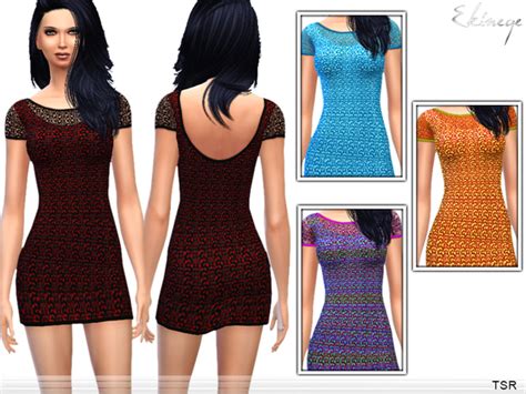 Crochet Knit Mini Dress By Ekinege At Tsr Sims 4 Updates