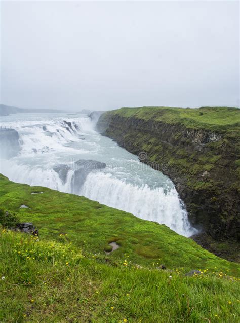 Gullfoss Waterfall Located In The Canyon Of Hvita River Iceland Stock