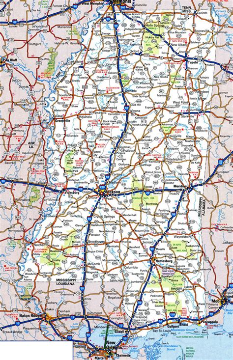 Ms State Map With Cities Map