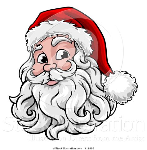 Vector Illustration Of A Happy Santa Face With A Hat And Beard By