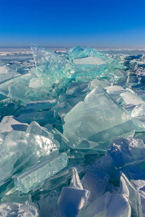 Turquoise Ice Cracks Lake Baikal In Siberia Fotográfia A Falra