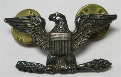 Us Wwii Colonel Rank Insignia Badge Pin Sterling Shold R Form Ns