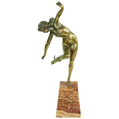 Art Deco Bronze Sculpture Nude Dancer Juggler By Colinet France