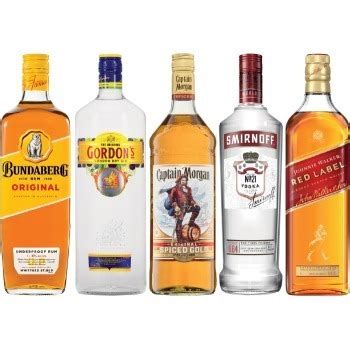 Bundaberg Rum U P Gordons Gin Captain Morgan Spiced Gold Rum