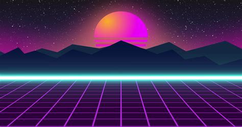Synthwave Retrowave Or Vaporwave Neon Background Animation Sun And