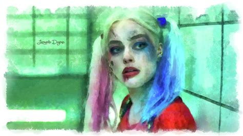 Talking To Harley Quinn Aquarell Style Painting By Leonardo Digenio